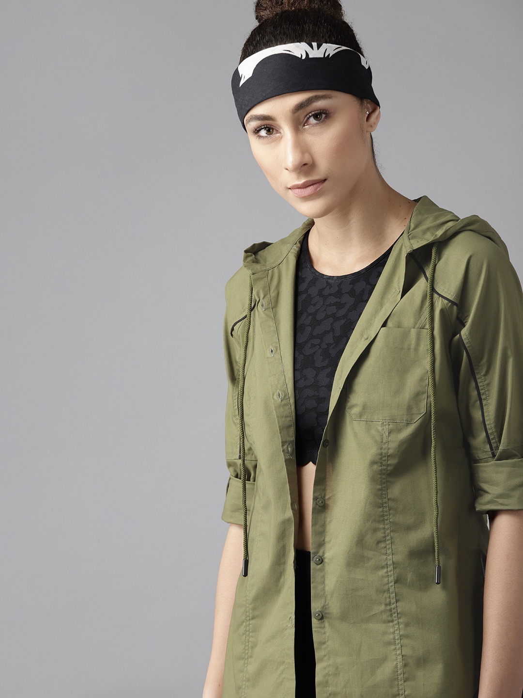 

Roadster X DISCOVERY ADVENTURES Women Olive Green Pure Cotton Opaque Casual Shirt