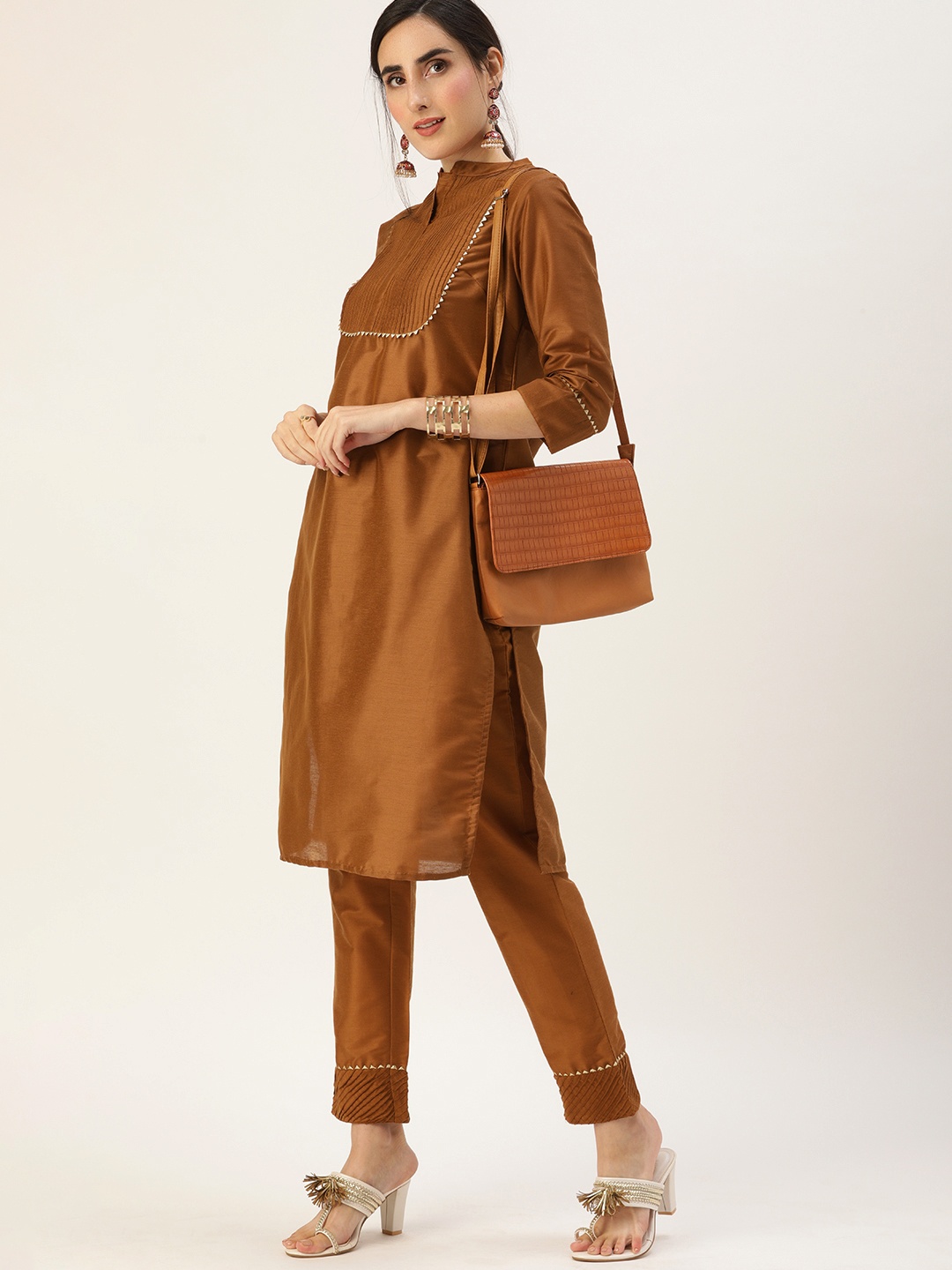 

all about you Women Brown Kurta with Trousers