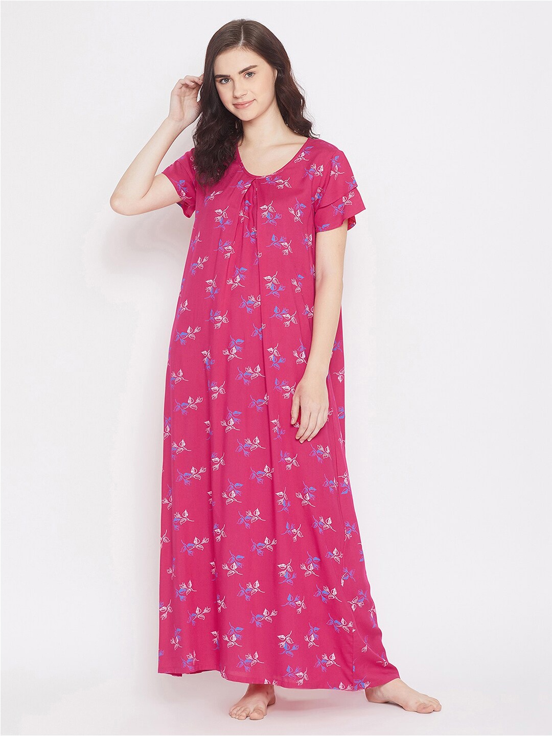 

Clovia Pink Printed Maxi Nightdress