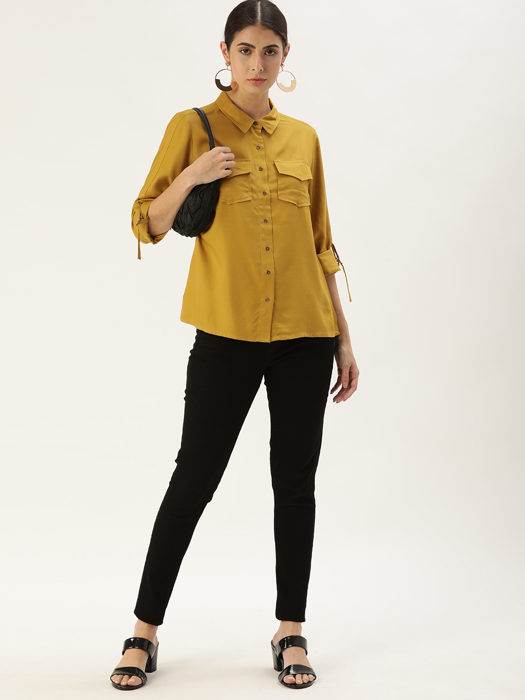 

Chemistry Women Mustard Yellow Solid Casual Shirt