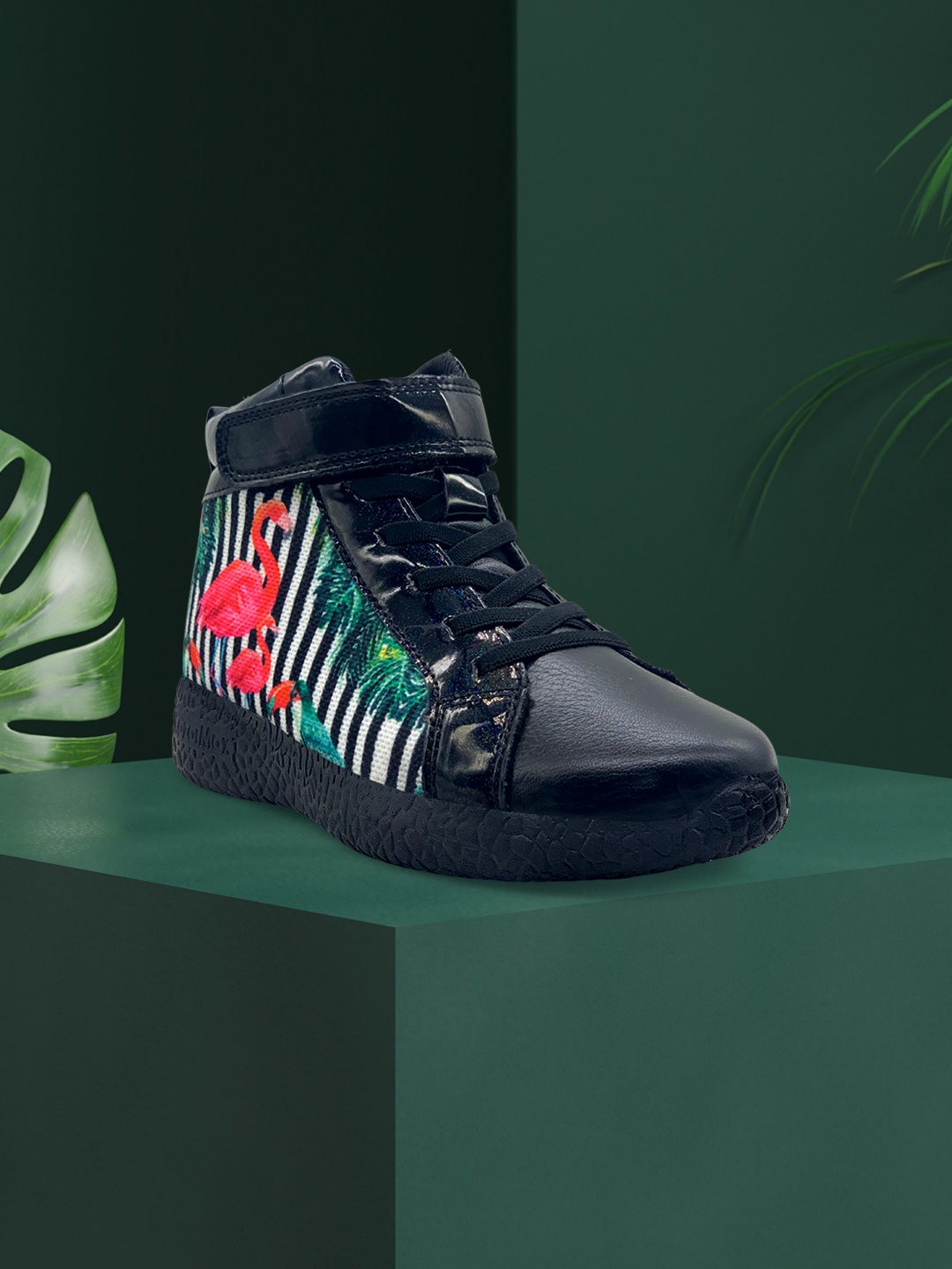 

KazarMax Kids Black Printed Leather Sneakers