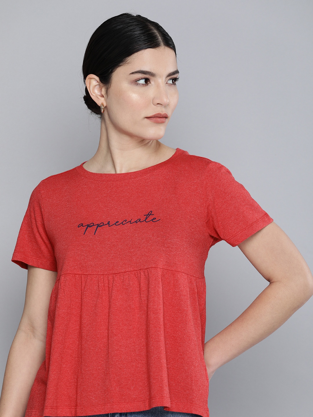 

Chemistry Women Red & Black Printed T-shirt