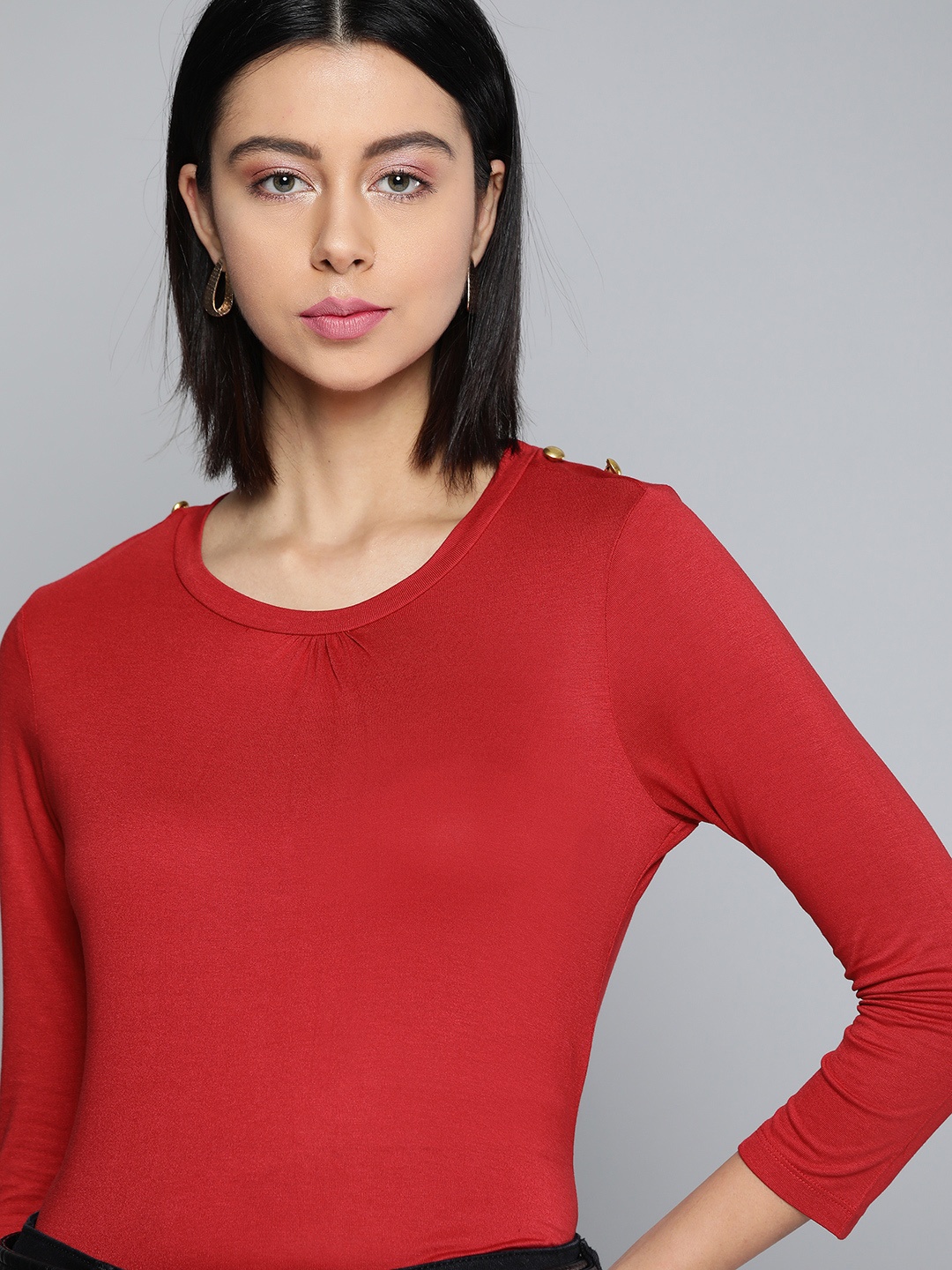 

Chemistry Women Red Solid T-shirt