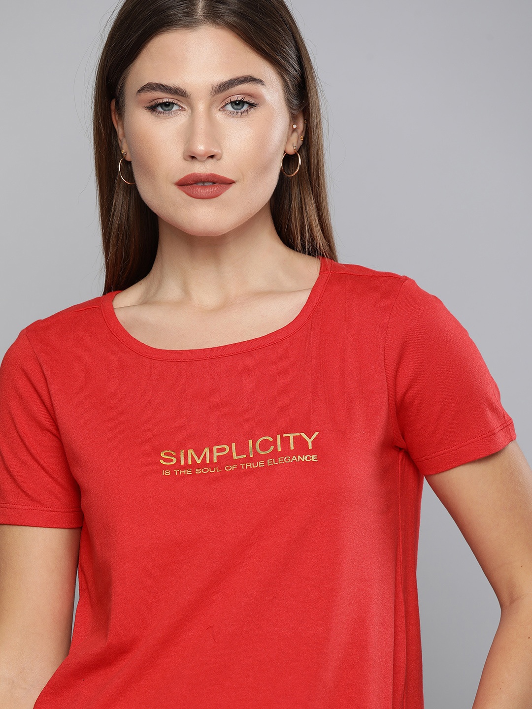 

Chemistry Women Red Typography Printed T-shirt