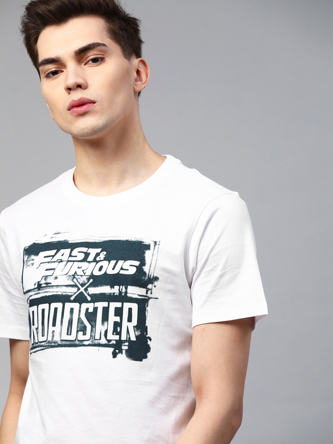 

Roadster Men Fast and Furious White Printed Graphic T-shirt