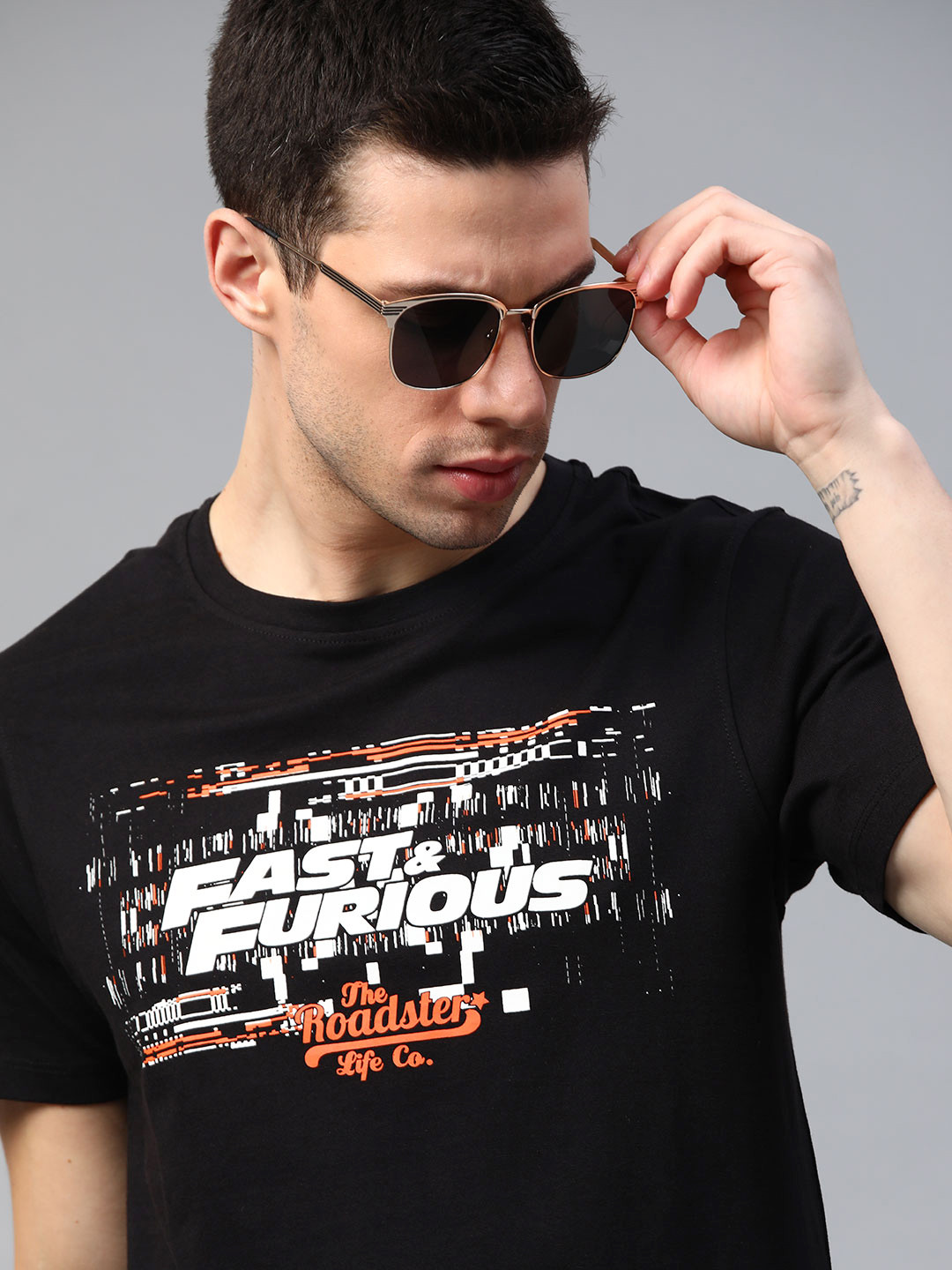 

Roadster Men Fast and Furious Black Printed Graphic T-shirt