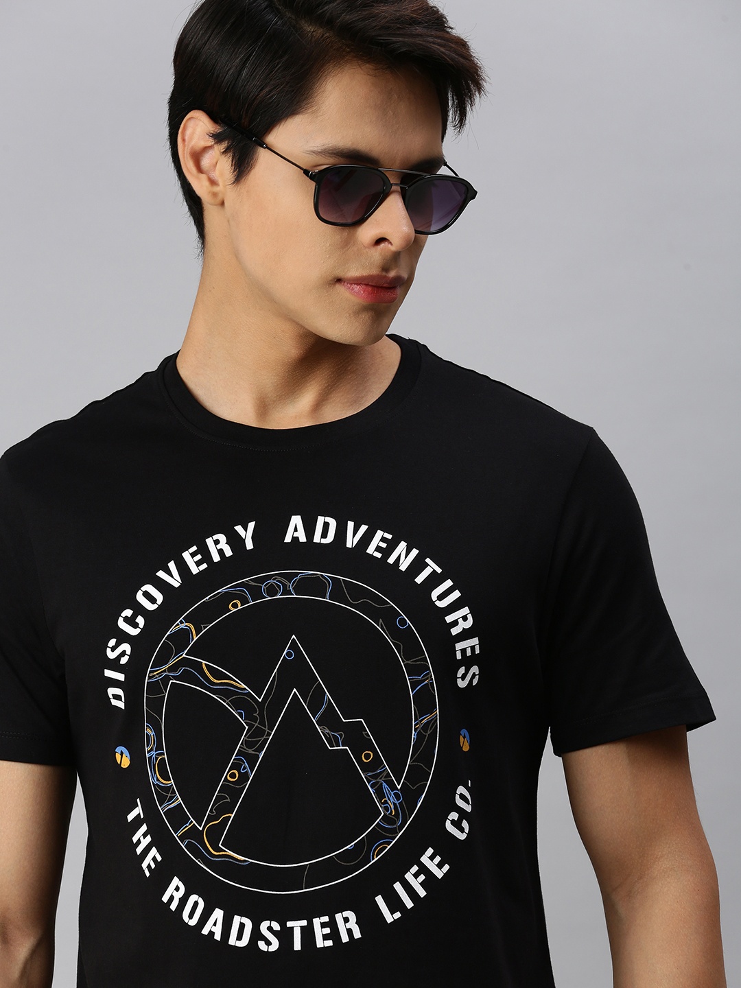 

Roadster x Discovery Adventures Men Black Graphic T-shirt with Anti Microbial Finish