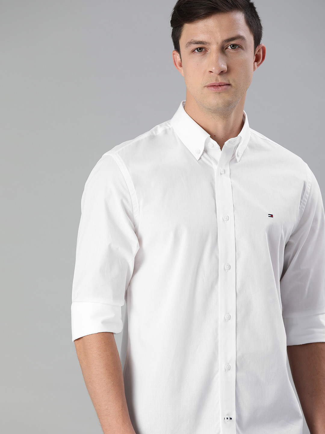 

Tommy Hilfiger Men White Regular Fit Solid Pure Cotton Casual Shirt