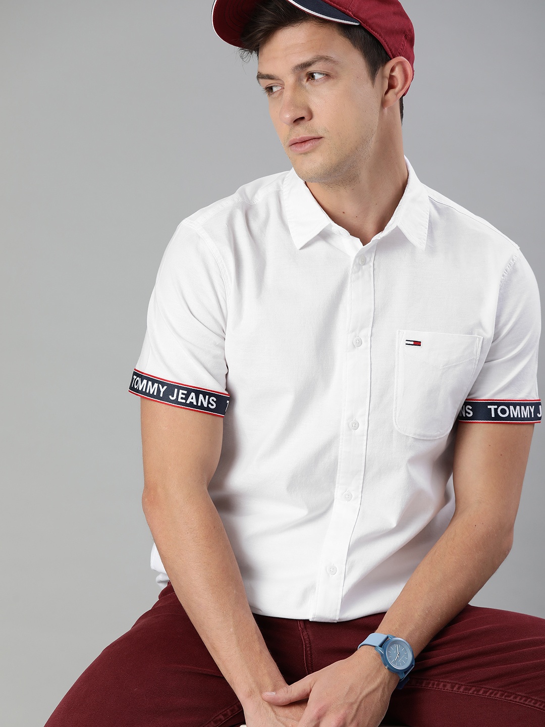 

Tommy Hilfiger Men White Regular Fit Solid Cotton Casual Shirt