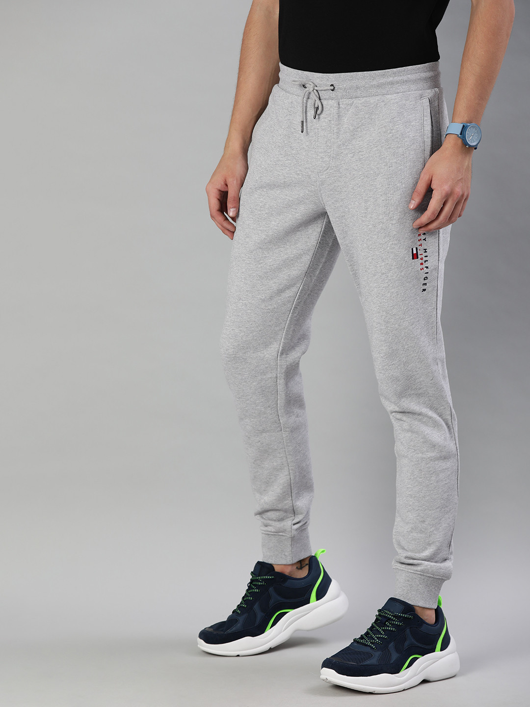 

Tommy Hilfiger Men Grey Solid Organic Cotton ESSENTIAL Joggers