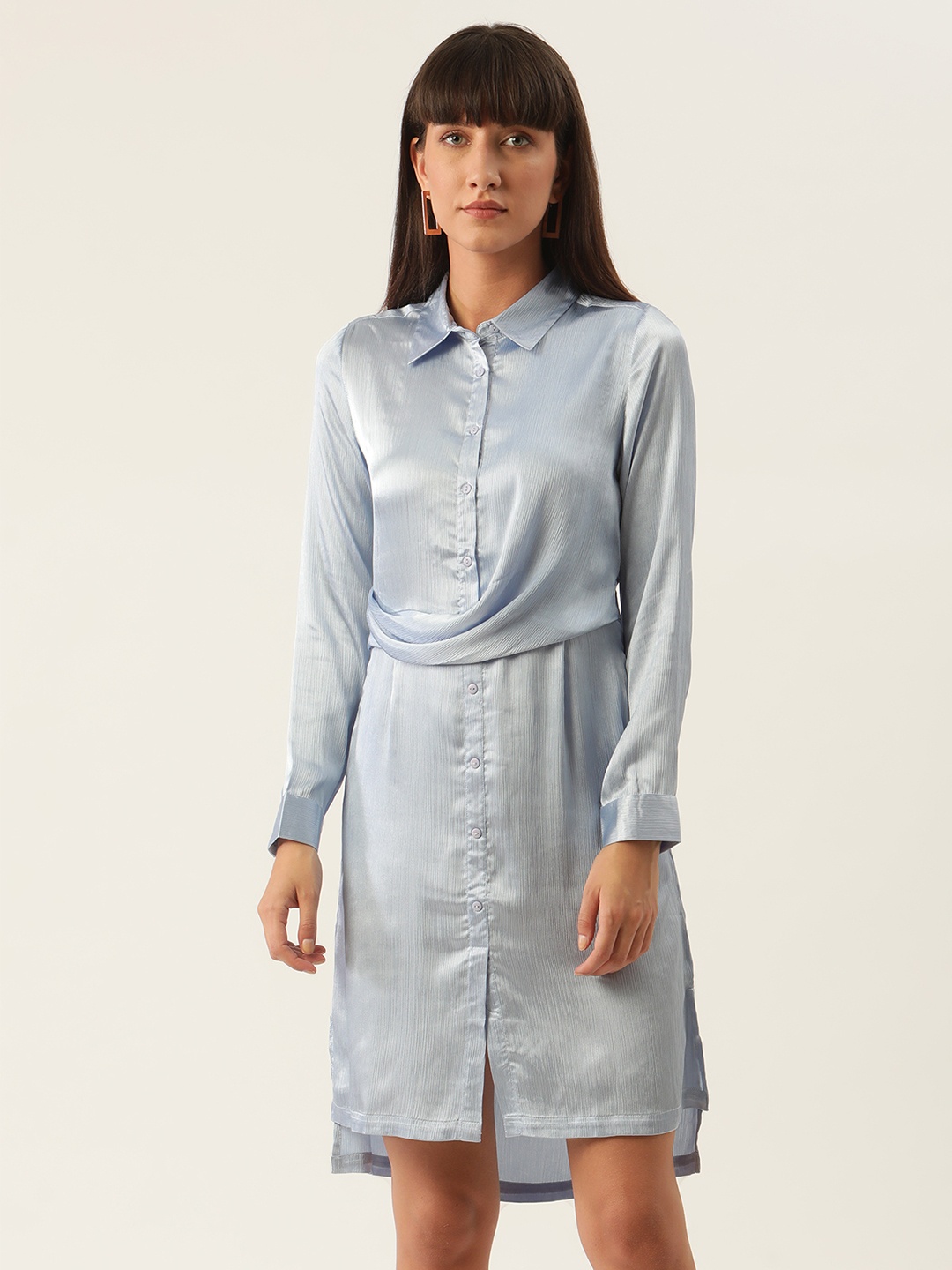 

ZOELLA Women Blue Solid Shirt Dress