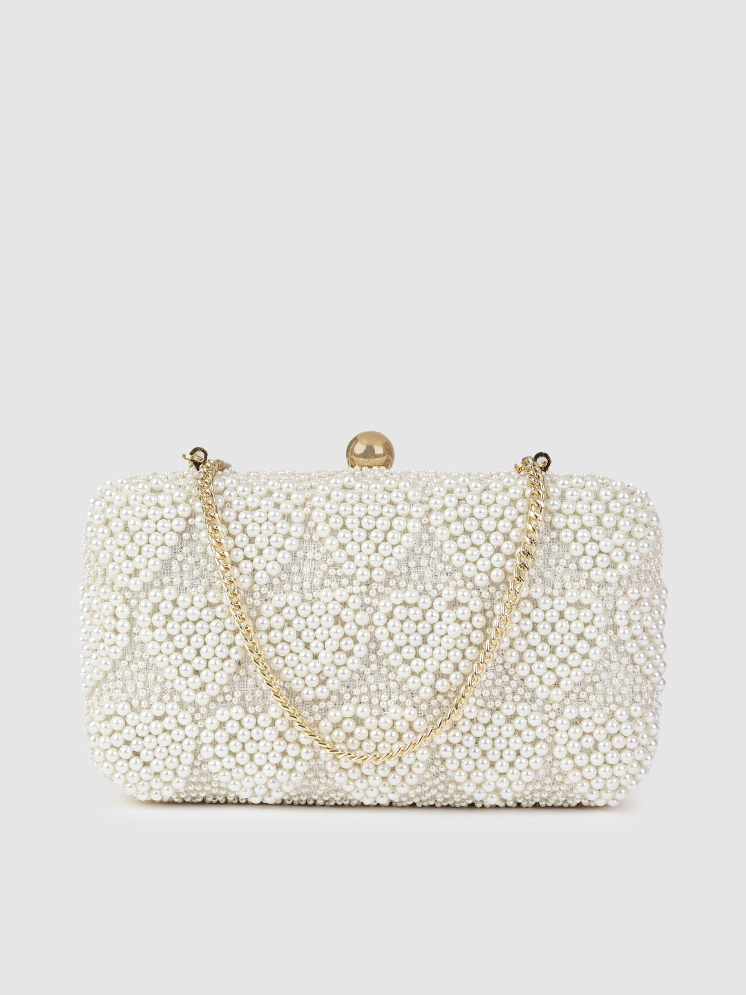 

Accessorize London Women's Hand Beaded Heart Encrusted Hardcase Party Clutch, White