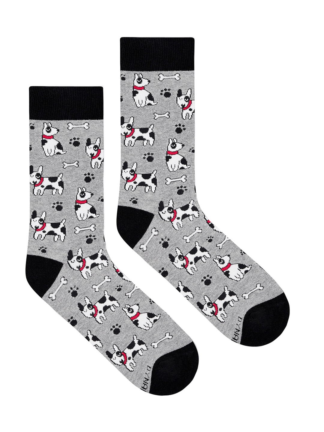 

Dynamocks Unisex Grey & Black Patterned Calf-Length Socks