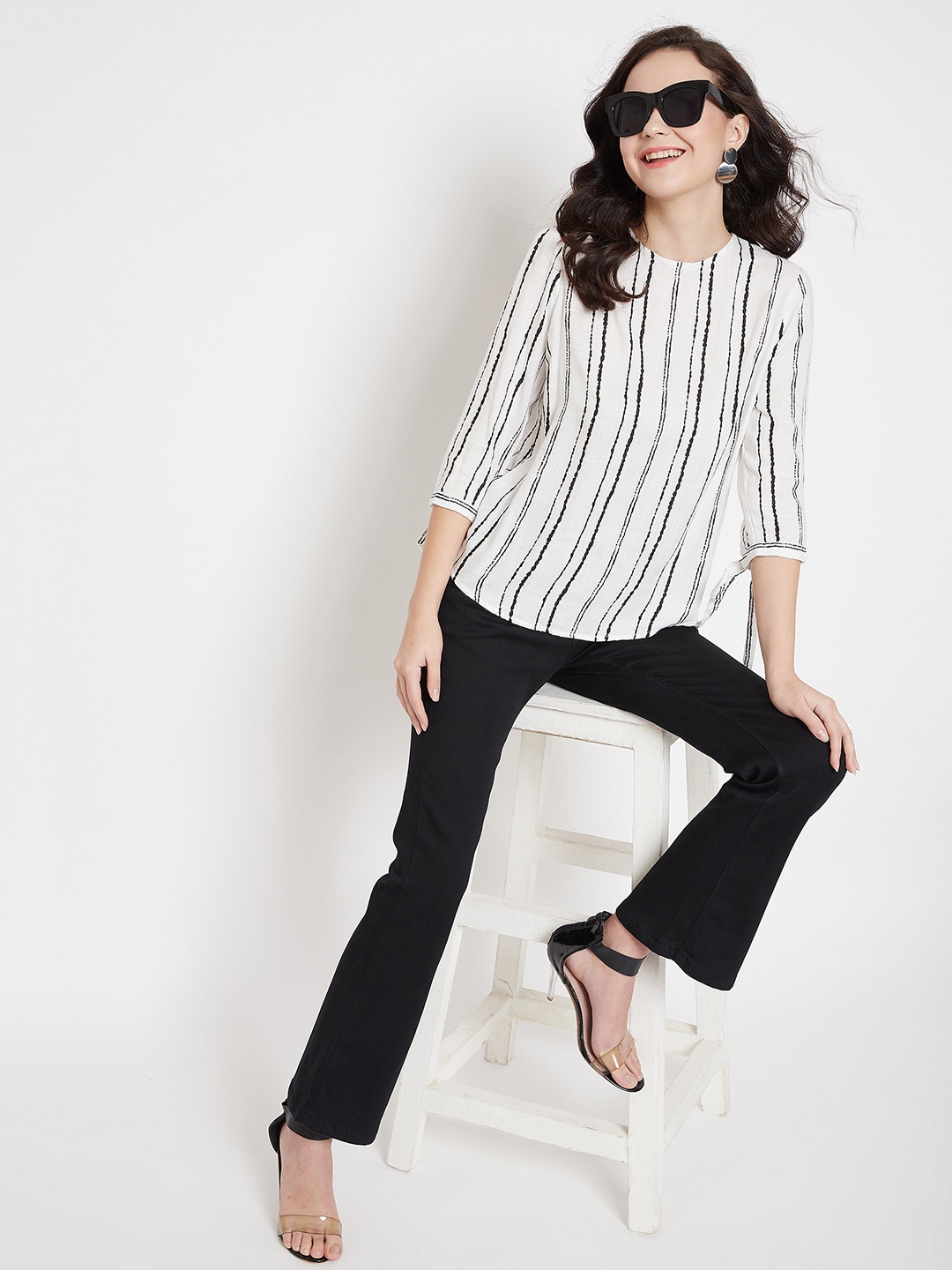 

Crimsoune Club White Striped Top