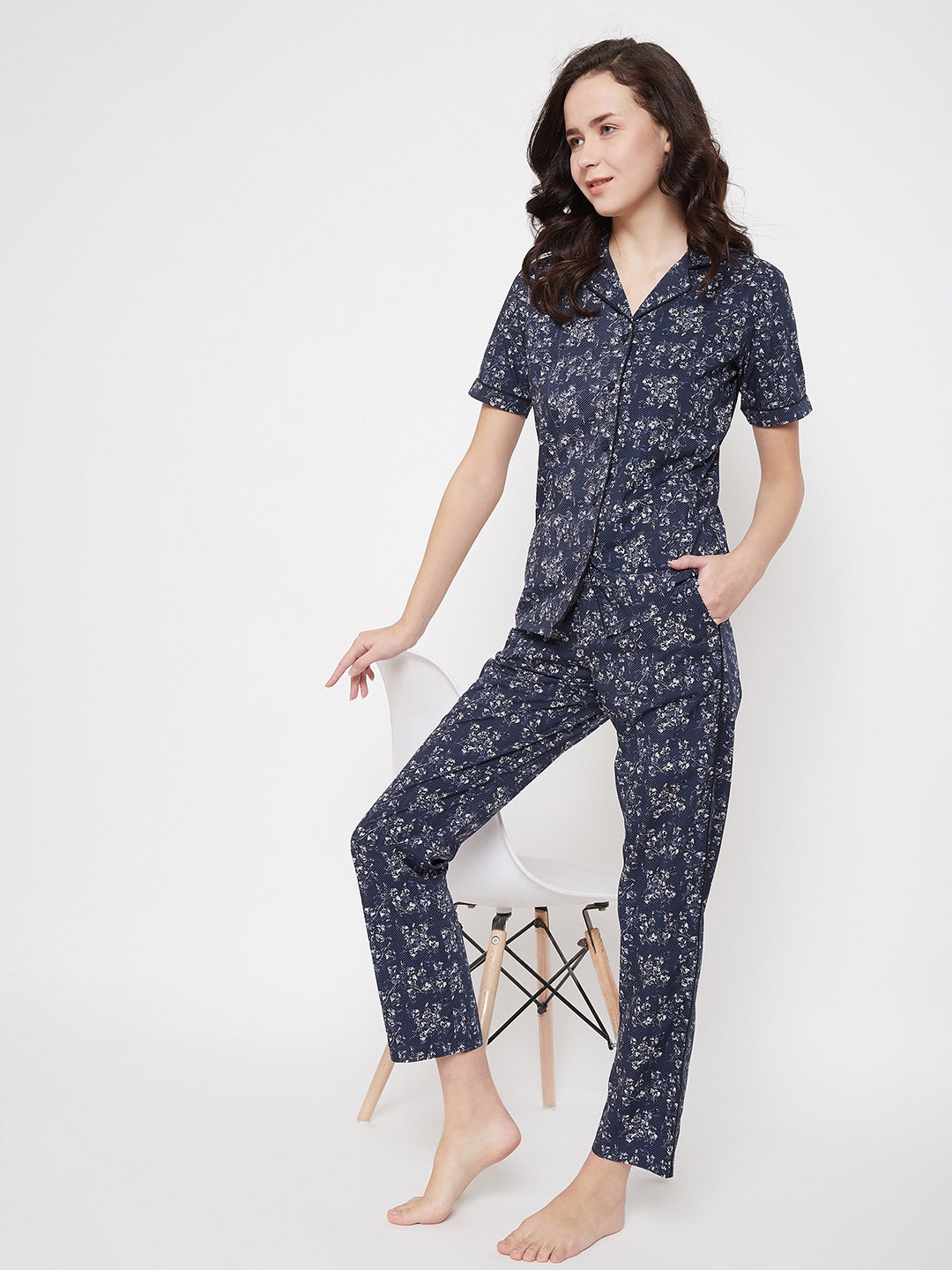 

Crimsoune Club Women Brown & Off-White Printed Night suit
