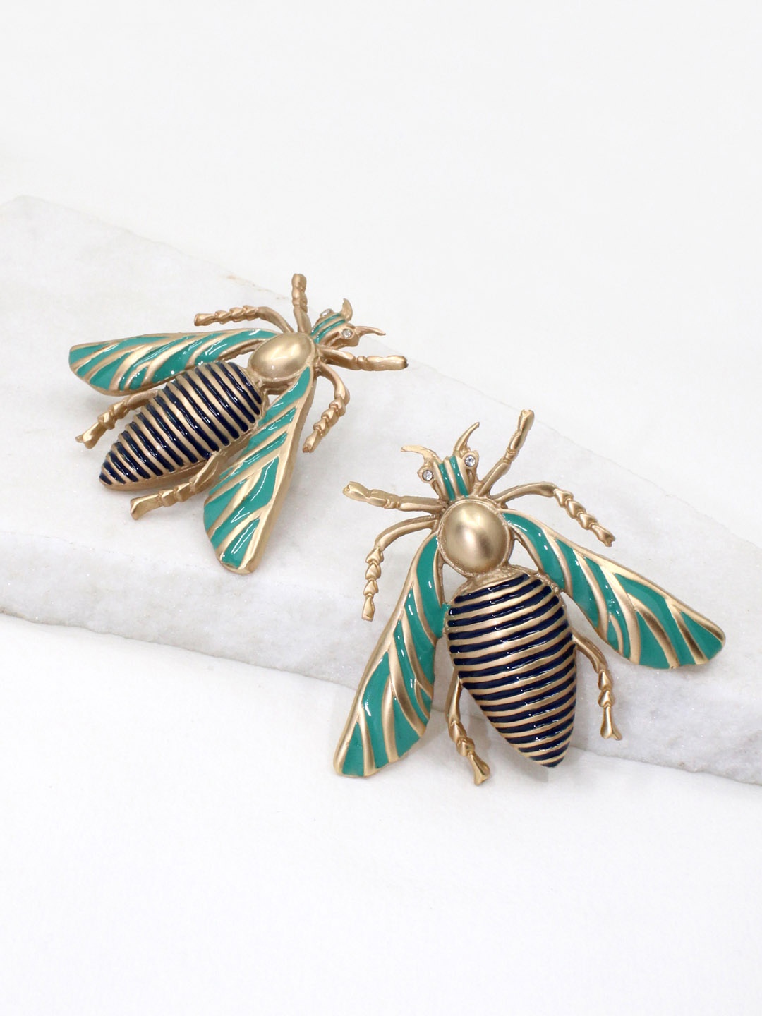 

Runway Ritual Turquoise Blue & Gold-Plated Contemporary Drop Earrings