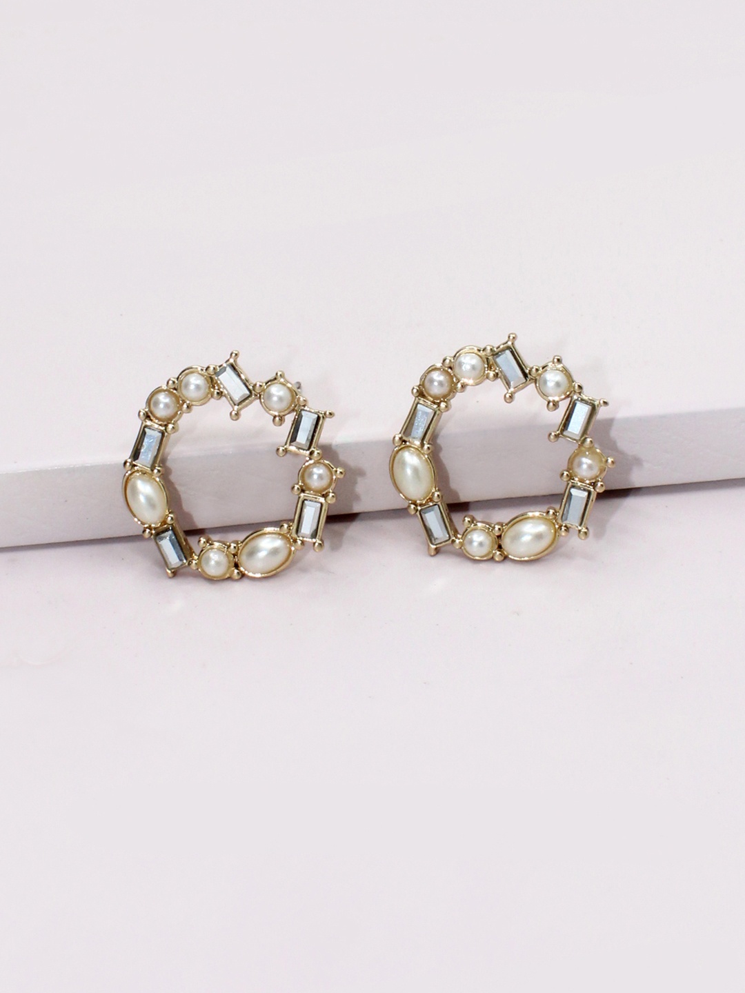 

Runway Ritual Off-White & Gold-Plated Geometric Drop Earrings