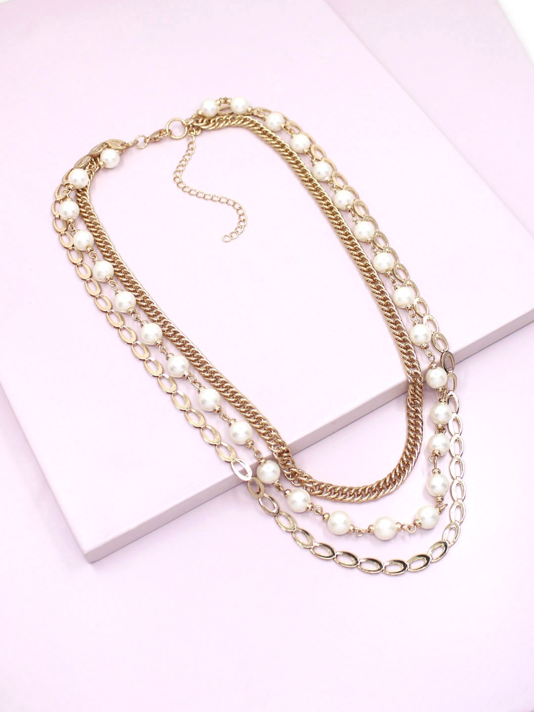 

Runway Ritual Gold-Toned & Off-White Metal Gold-Plated Layered Necklace