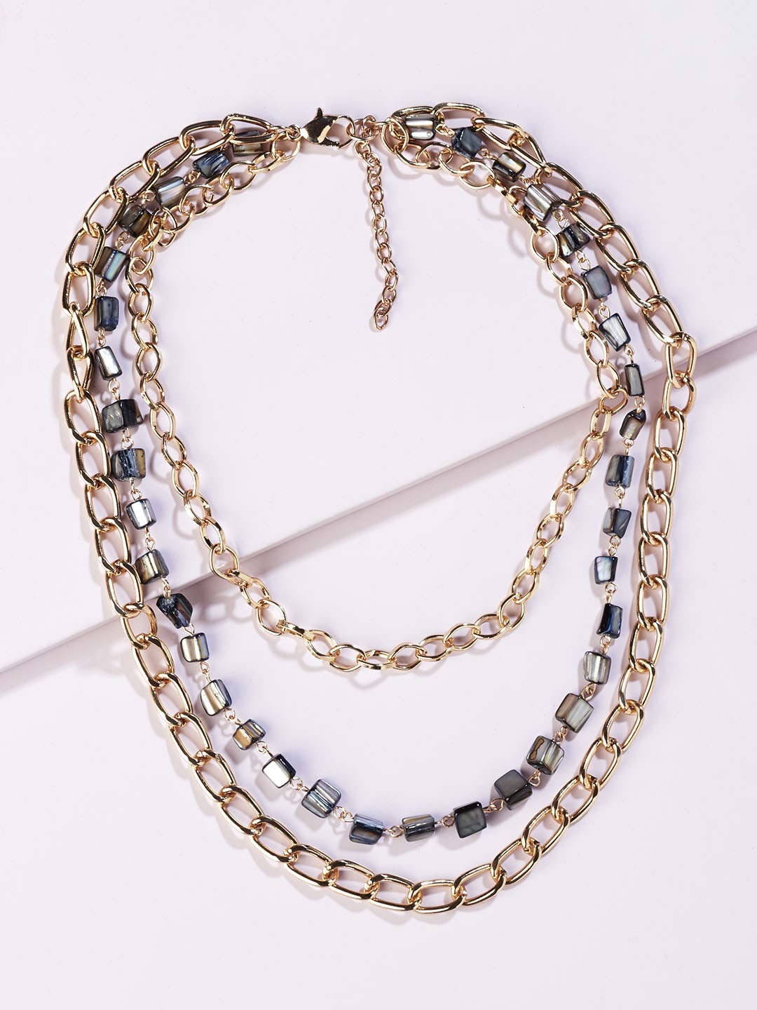

Runway Ritual Gold-Plated & Navy Blue Layered Necklace
