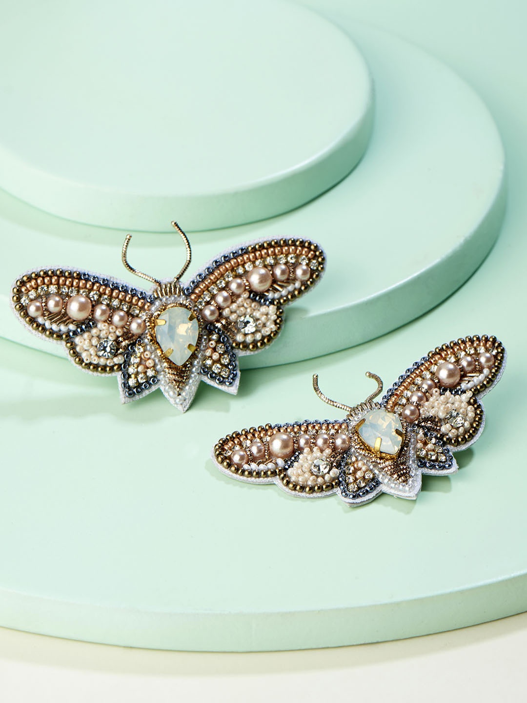 

Runway Ritual Rose Gold-Toned & Blue Contemporary Drop Earrings