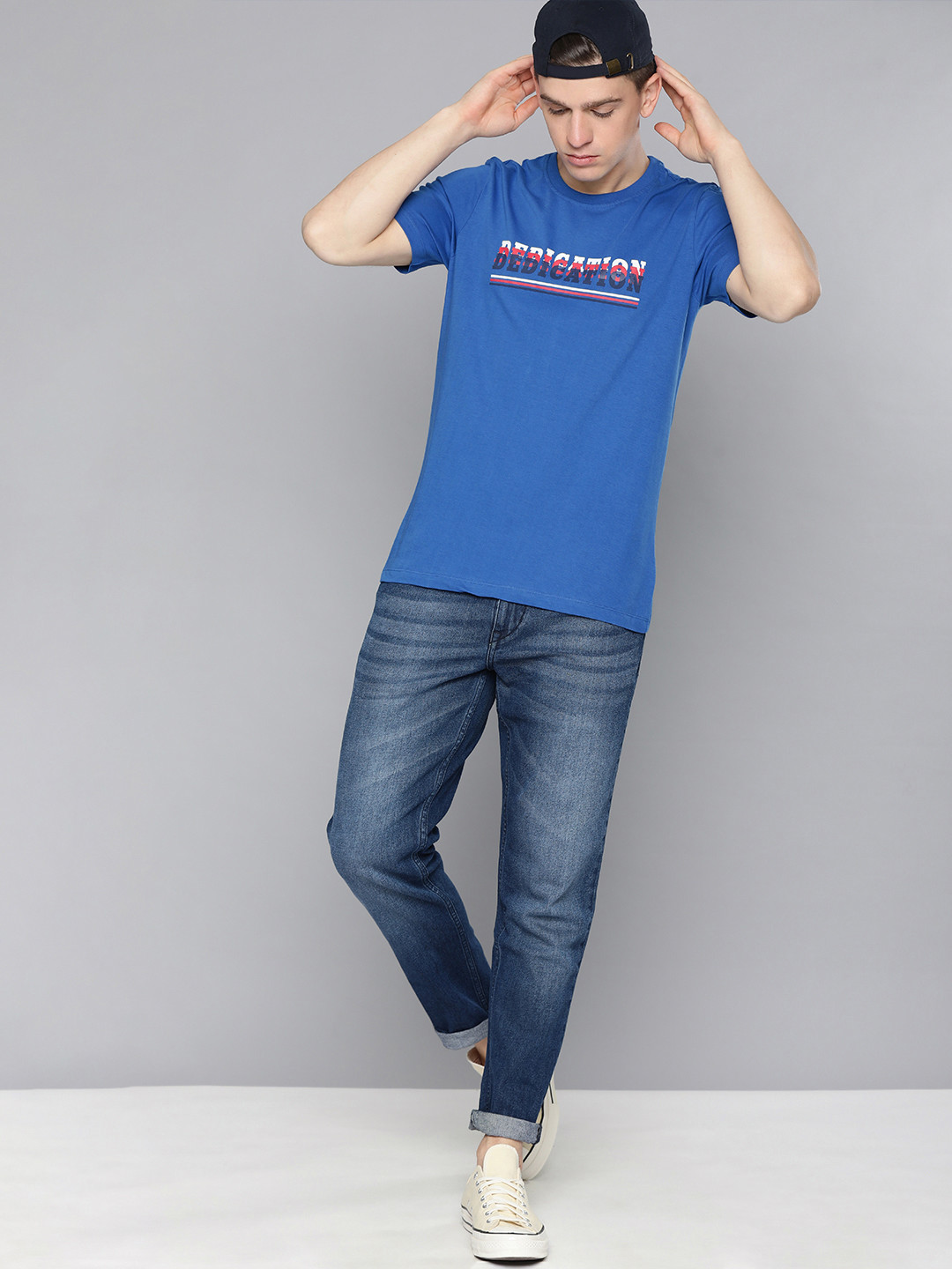 

Harvard Men Blue Cotton Typography Printed T-shirt