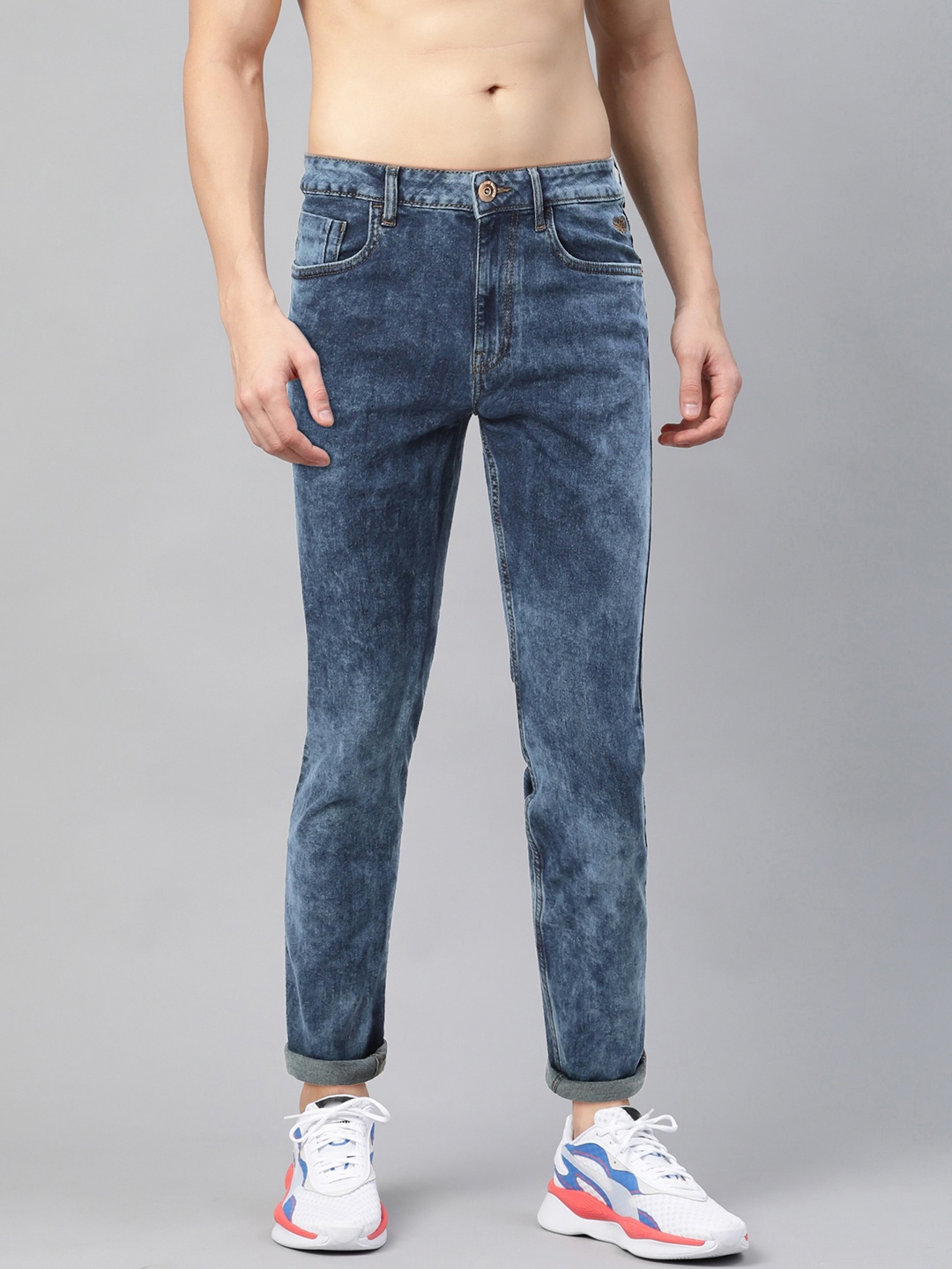

Flying Machine Men Blue Michael Slim Tapered Fit Mid-Rise Clean Look Stretchable Jeans