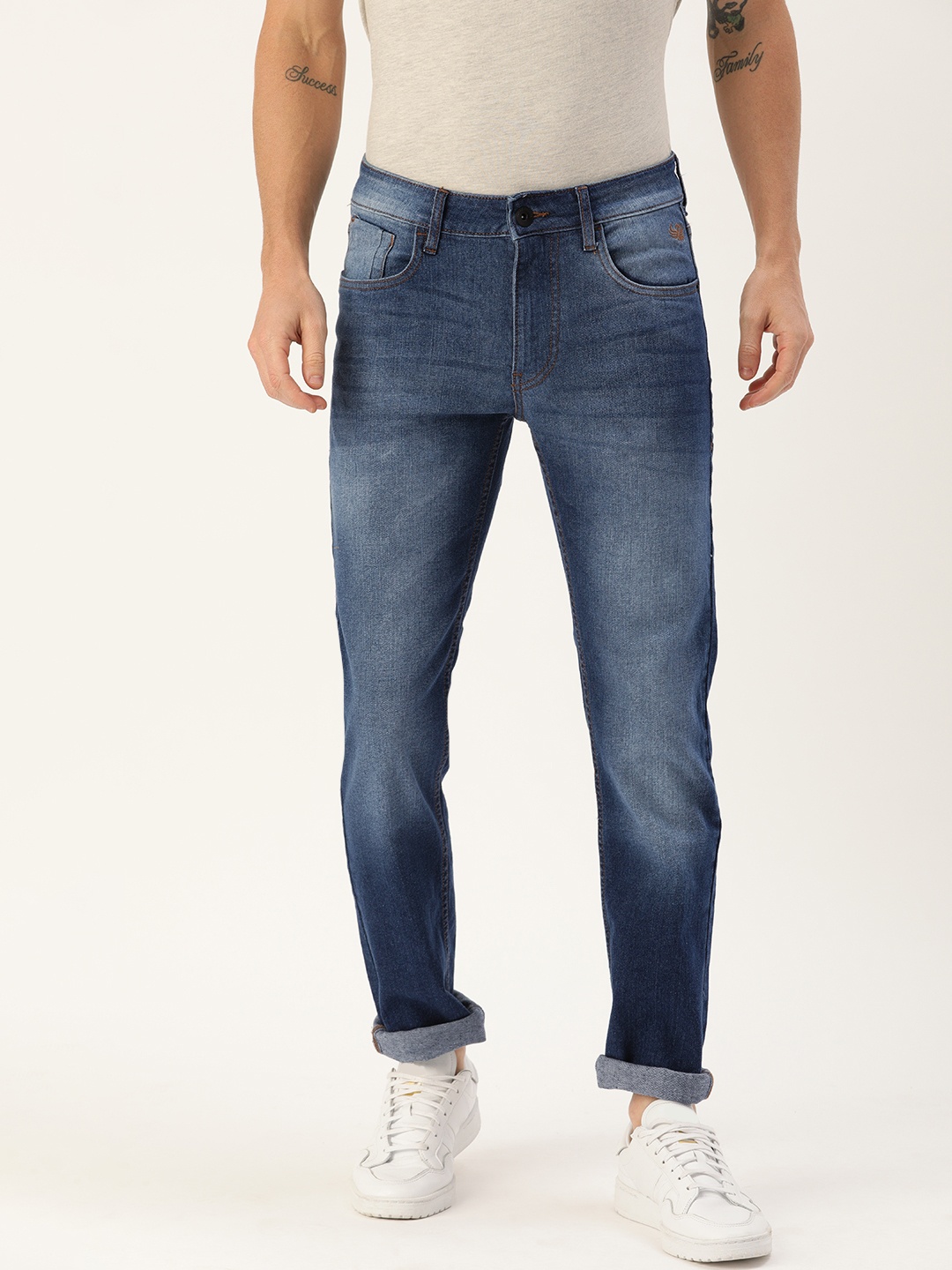 

Flying Machine Men Blue Michael Slim Tapered Fit Mid-Rise Clean Look Stretchable Jeans