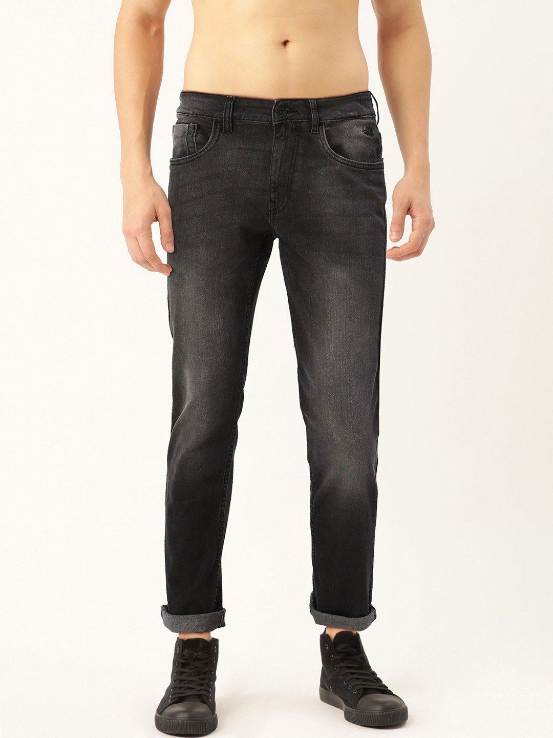 

Flying Machine Men Black Slim Tapered Fit Michael Mid-Rise Clean Look Stretchable Jeans