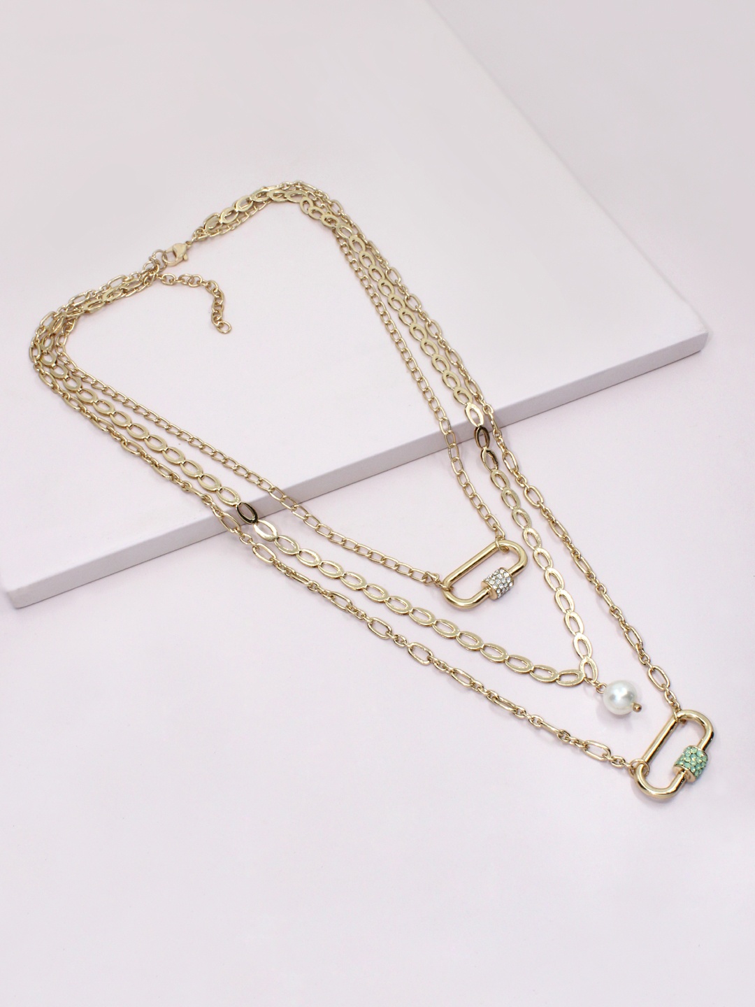 

Runway Ritual Gold-Plated & White Statement Layered Necklace