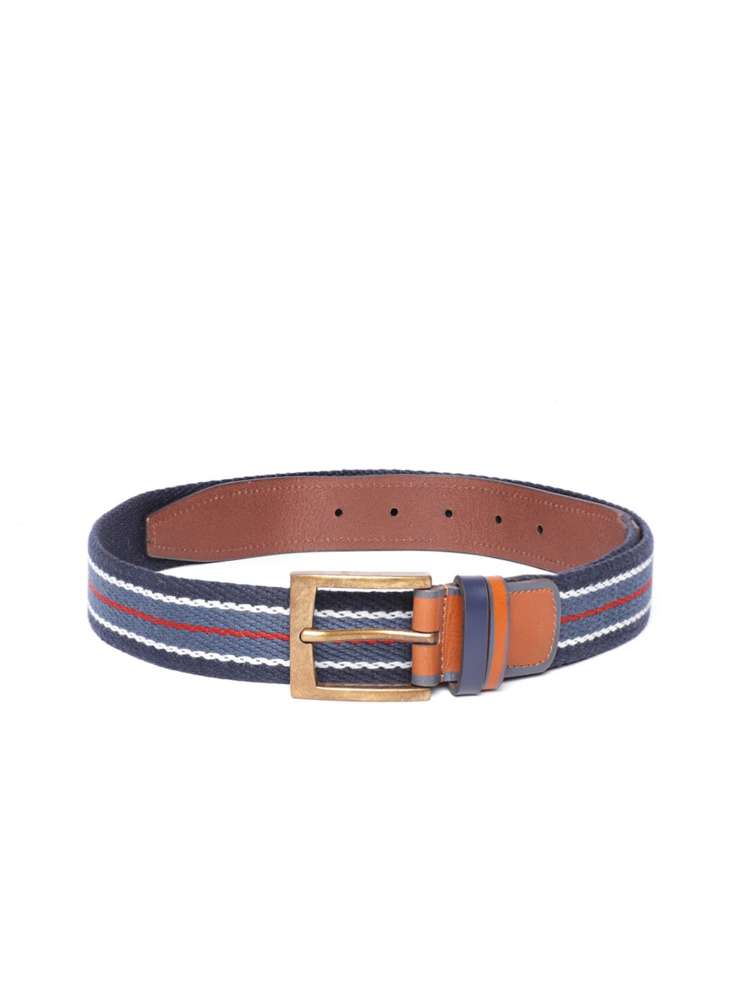 

Allen Solly Men Navy Blue & White Striped Belt