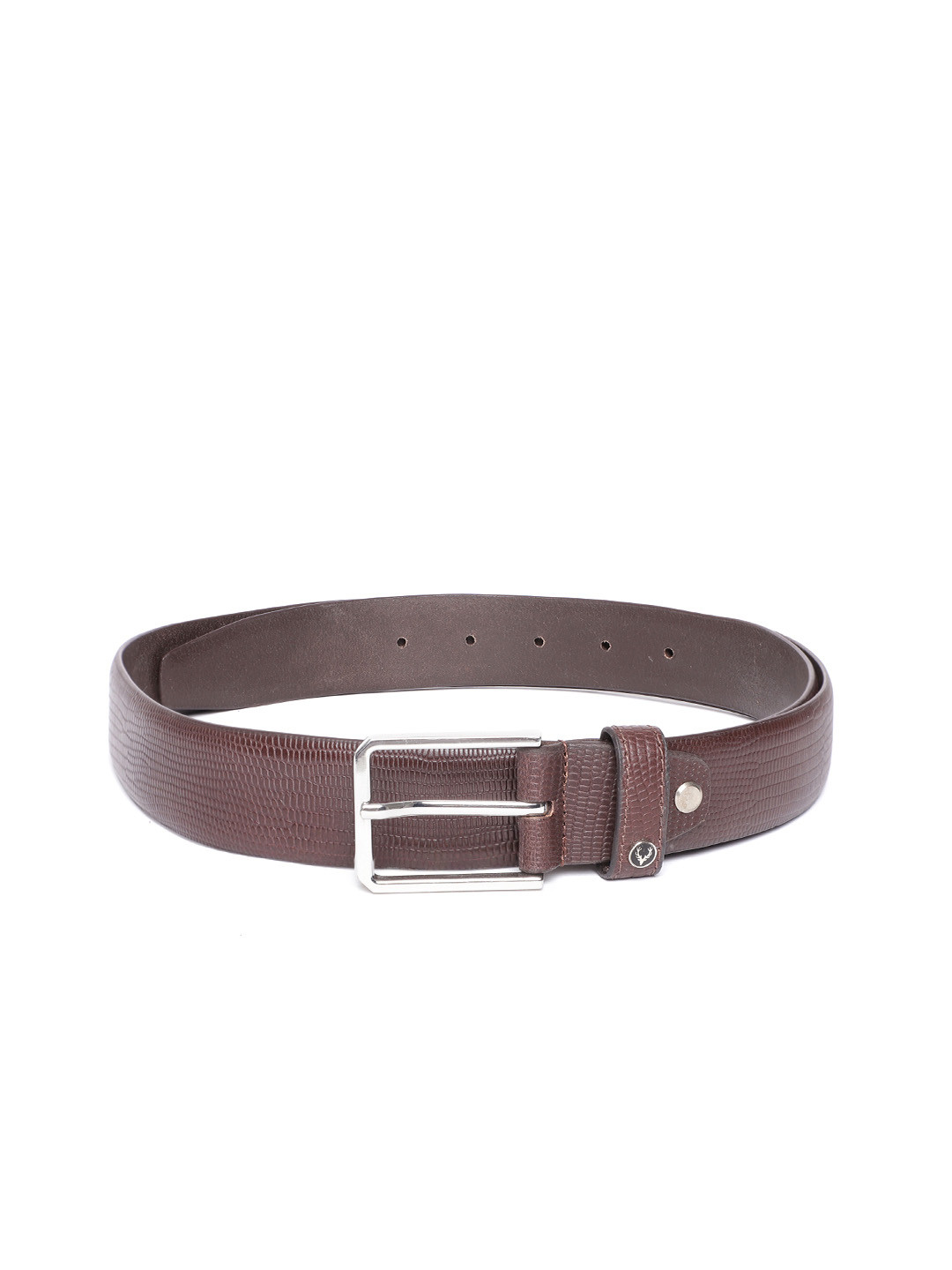 

Allen Solly Men Coffee Brown Snakeskin Textured Leather Formal Belt