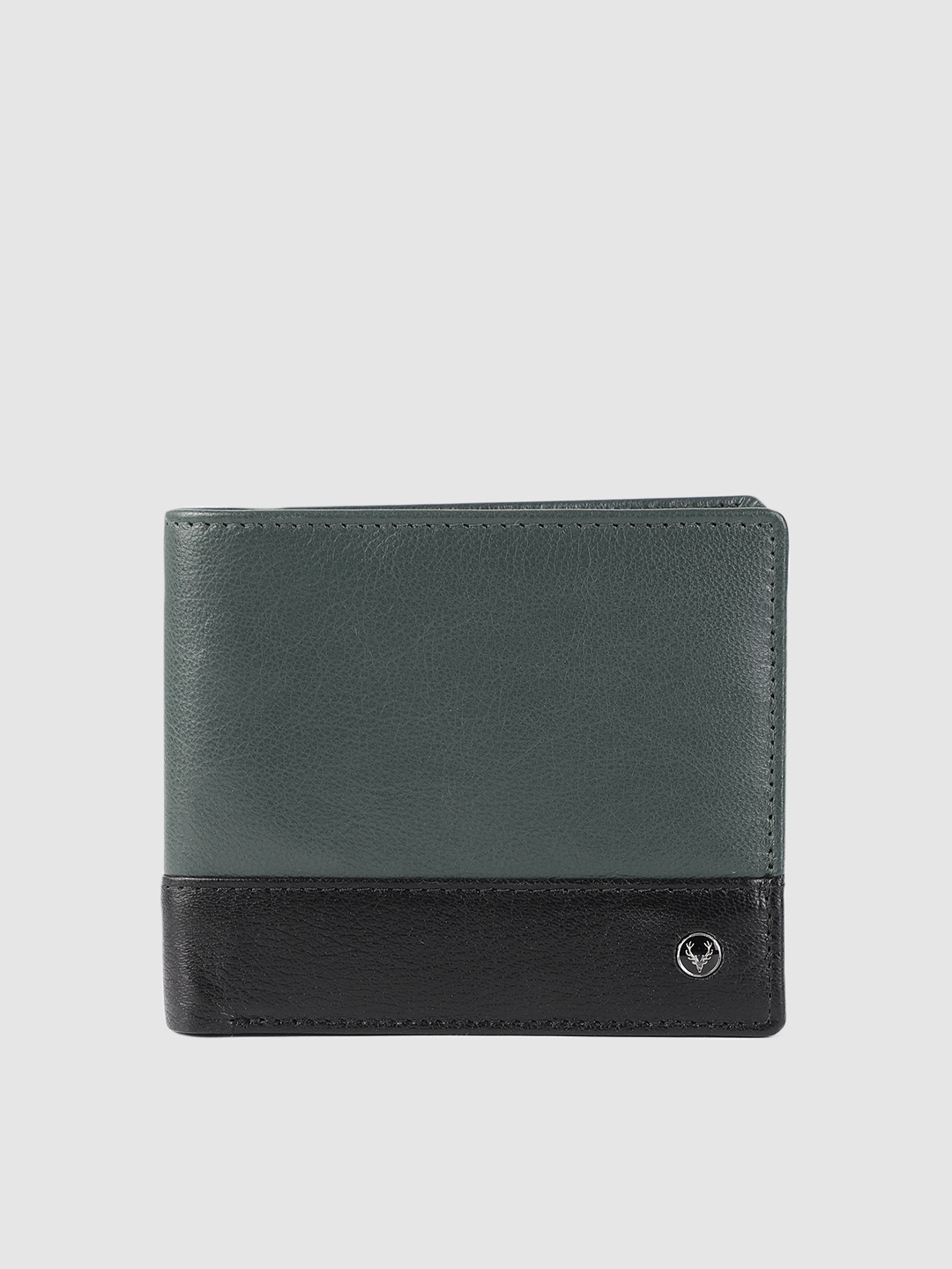 

Allen Solly Men Green & Black Colourblocked Leather Two Fold Wallet