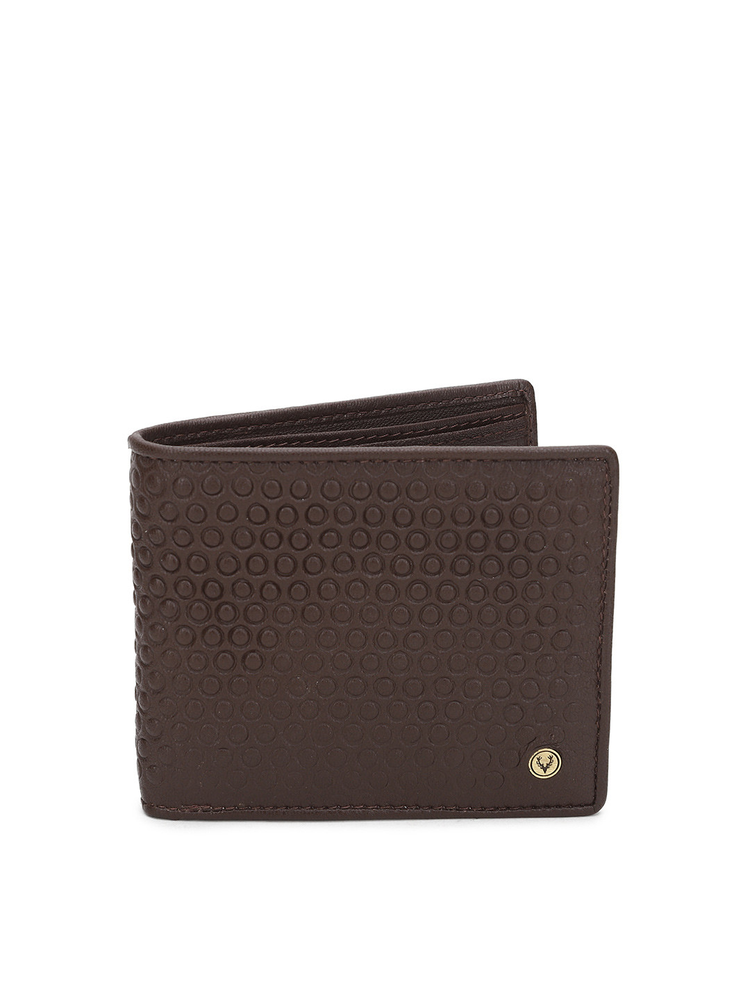 

Allen Solly Men Coffee Brown Geometric Textured Two Fold Leather Wallet