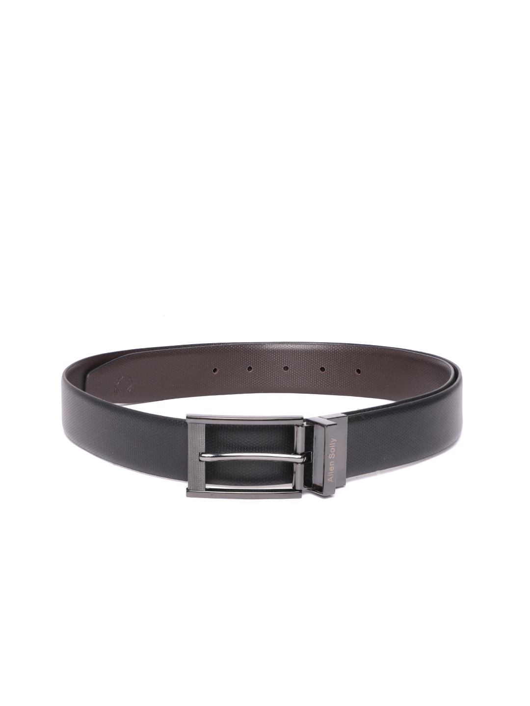 

Allen Solly Men Black & Coffee Brown Textured Leather Reversible Formal Belt