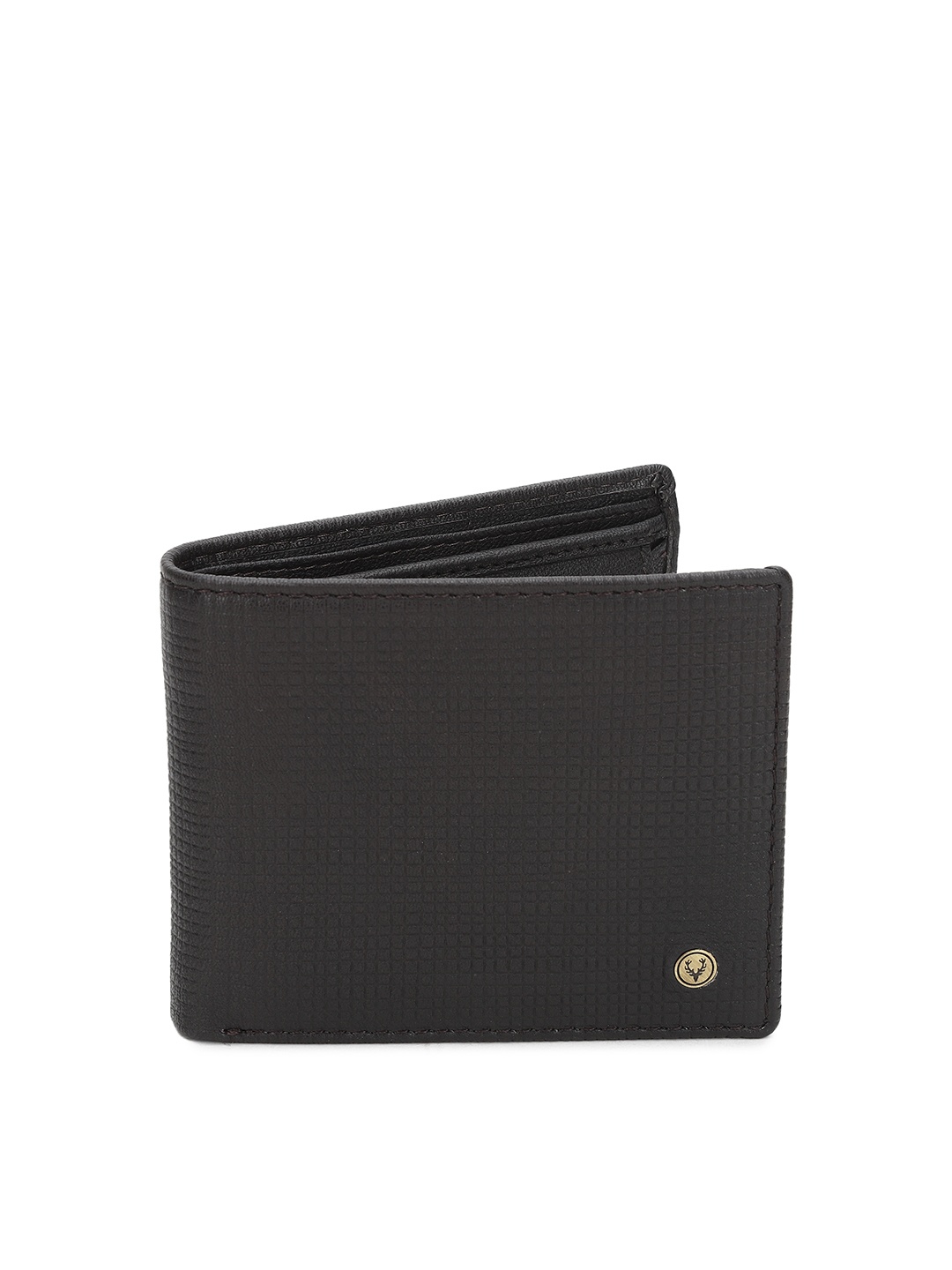 

Allen Solly Men Coffee Brown Self Checked Two Fold Leather Wallet