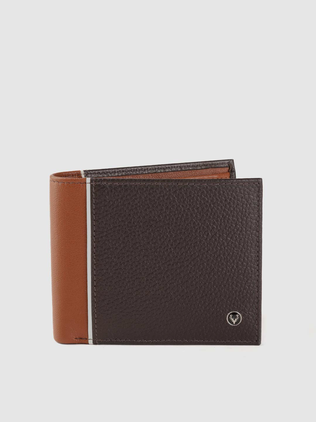 

Allen Solly Men Coffee Brown Colourblocked Leather Two Fold Wallet