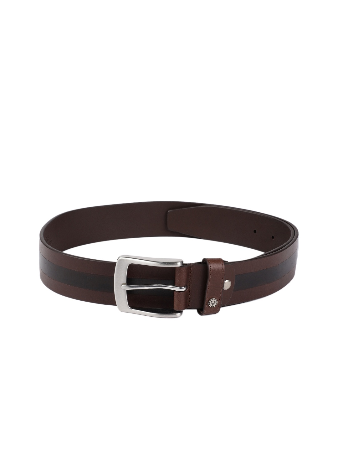 

Allen Solly Men Brown Striped Leather Belt