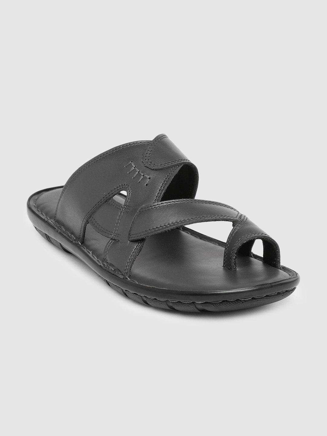

Ventoland Men Black Leather Comfort Sandals