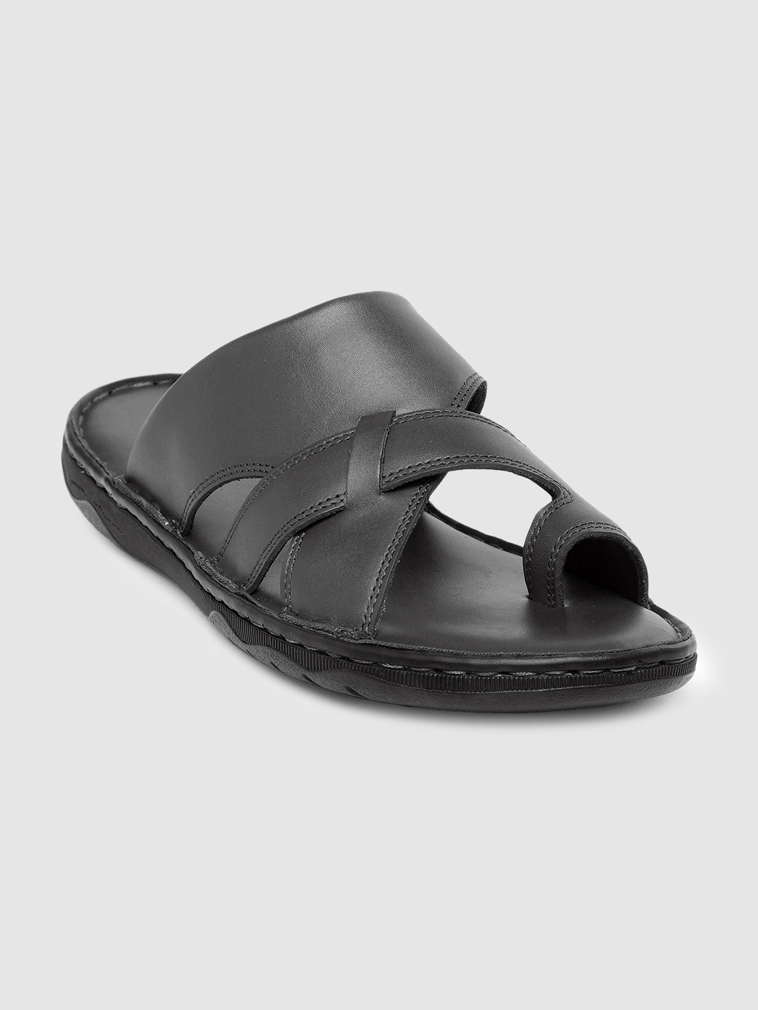 

Ventoland Men Black Leather Sandals