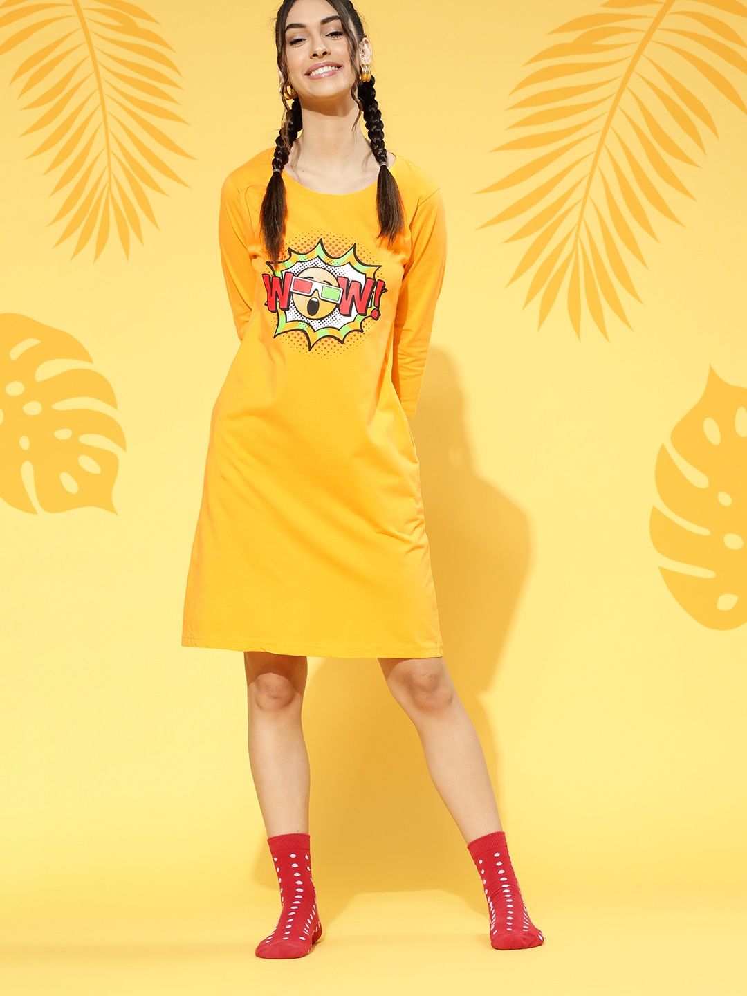 

Clovia Yellow Printed Nightdress