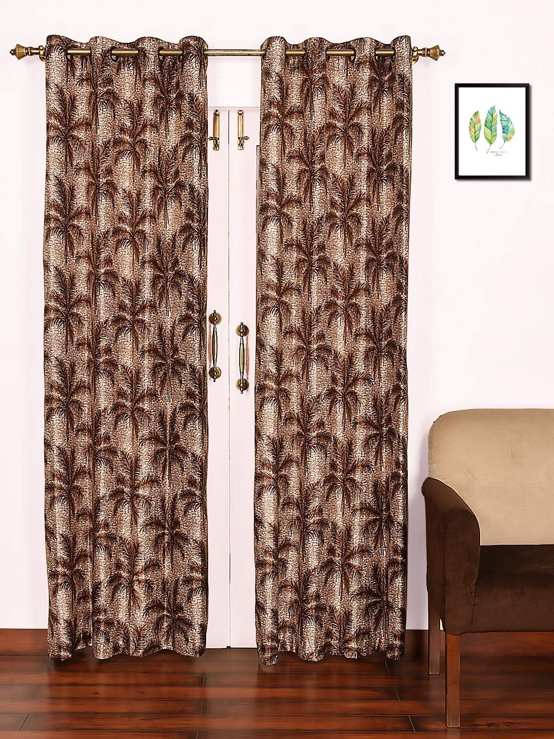 

Ariana Brown & Beige Set of 2 Room Darkening Door Curtains