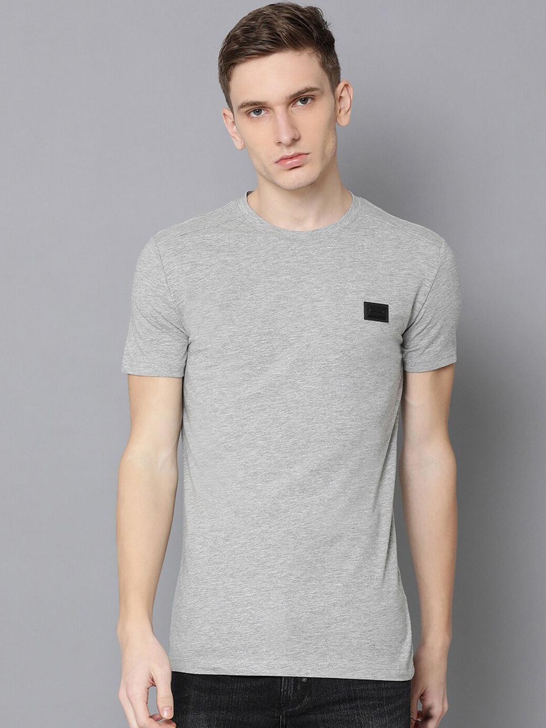 

Antony Morato Men Grey Solid Round Neck T-shirt