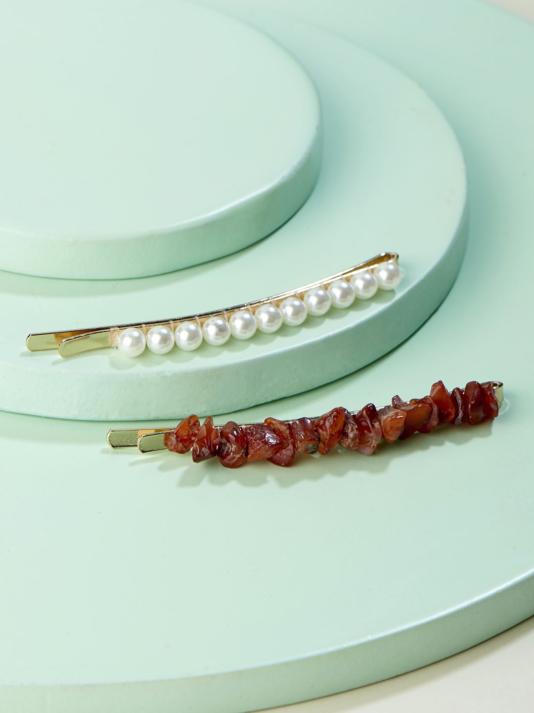 

Runway Ritual Orange & White Set of 2 Beaded Tic Tac Hair Clip