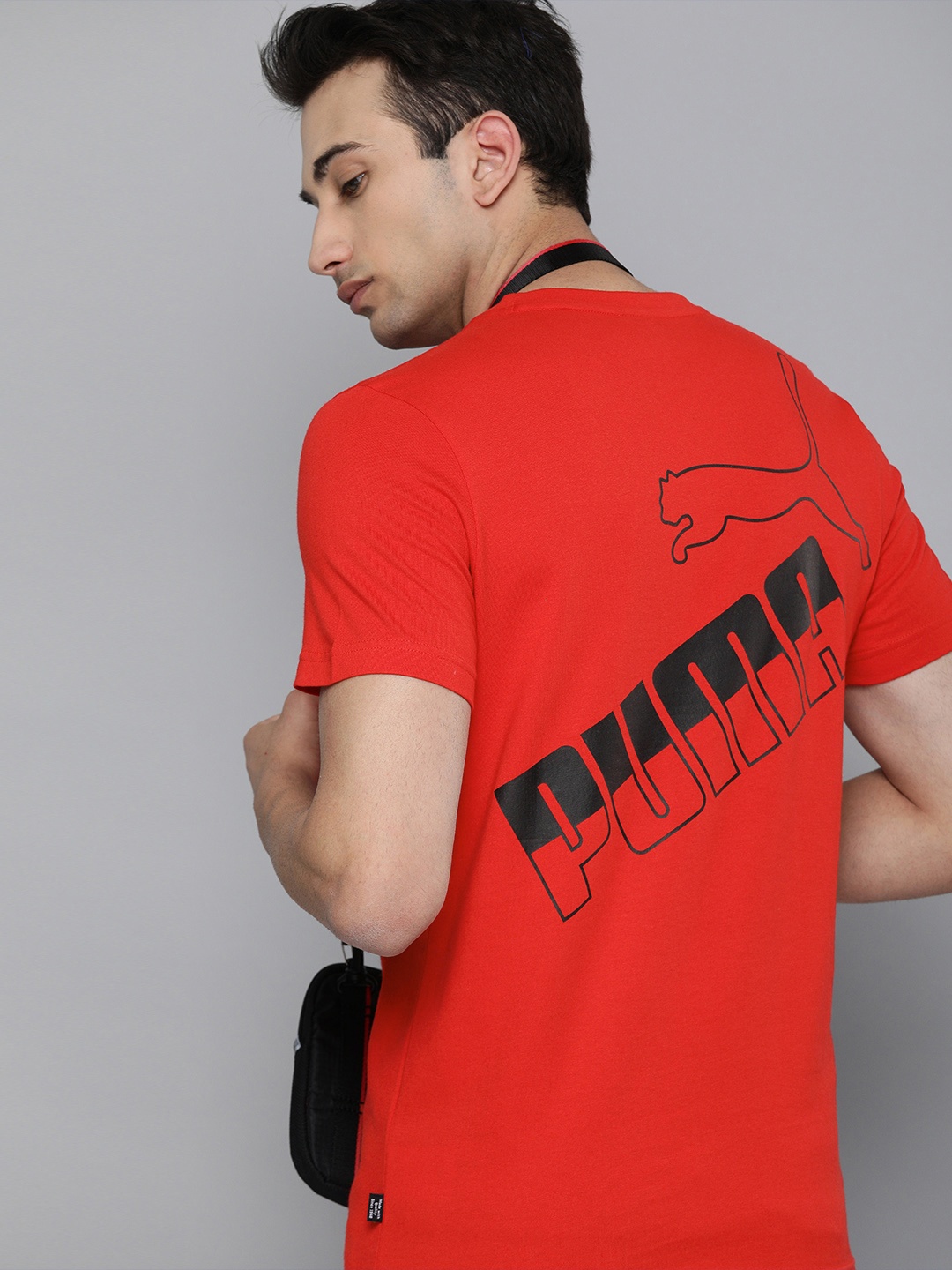 

Puma Men Red BIG LOGO Graphic Printed Round Neck Pure Cotton T-shirt