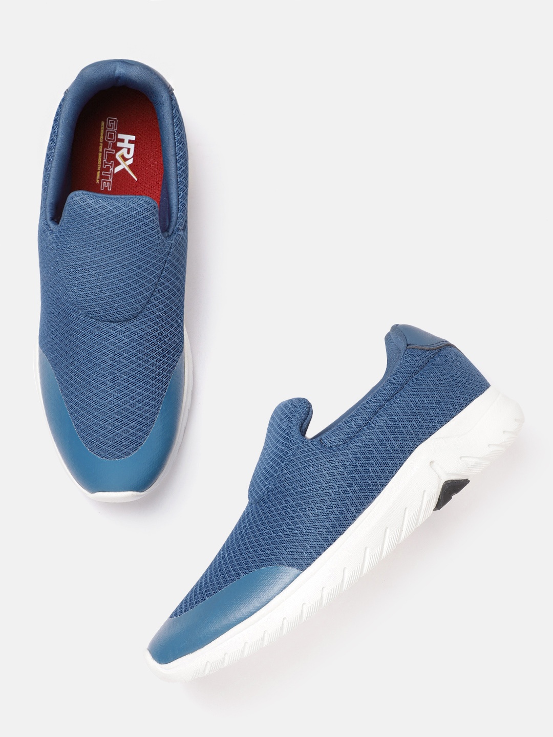 

HRX by Hrithik Roshan Men Teal Blue Woven Design Go Lite Slip-On Shoes