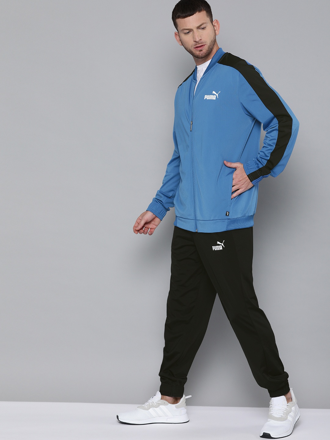 

Puma Men Blue & Black Solid Tricot Baseball Track Suit