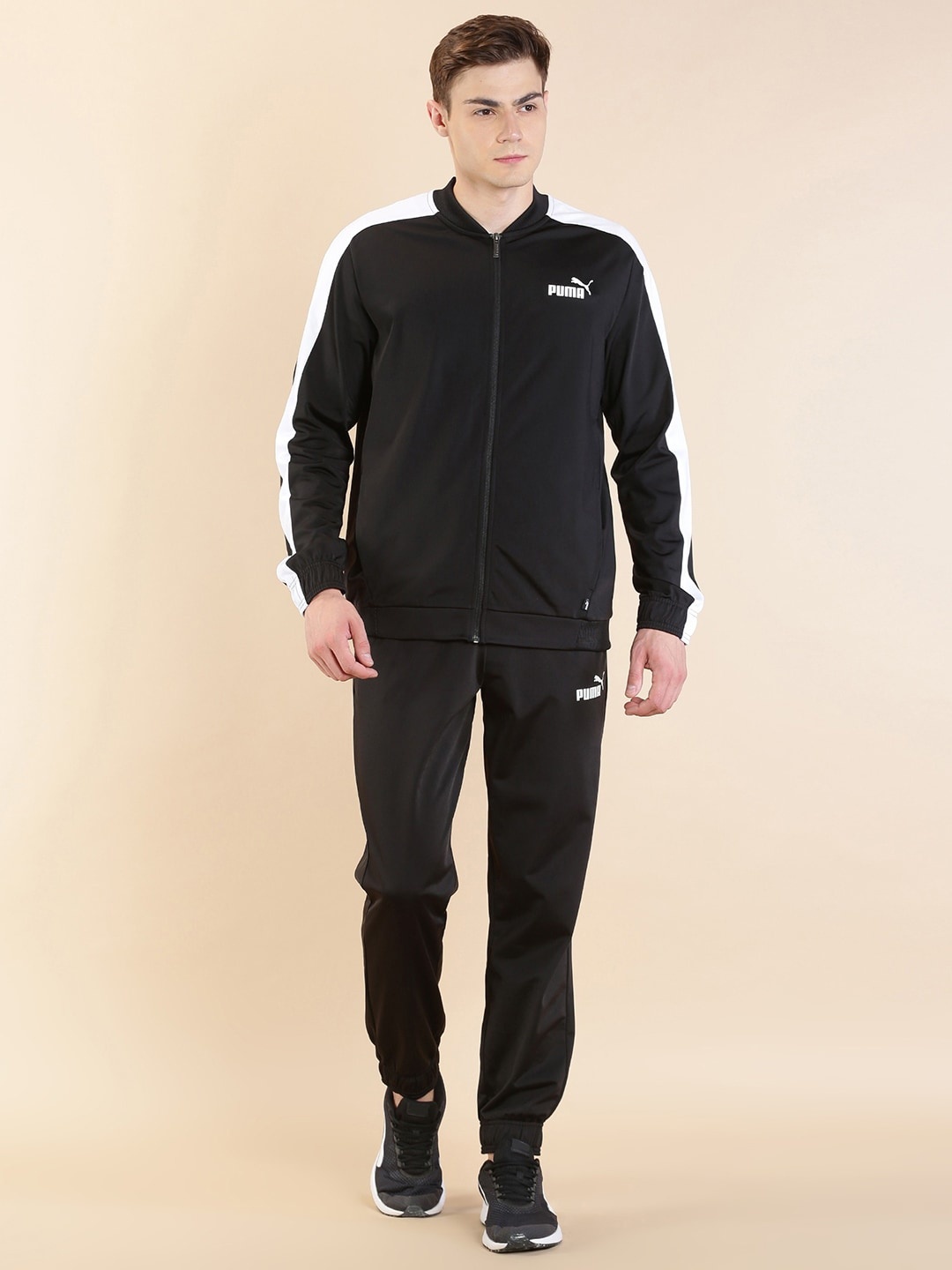 

Puma Men Regular Fit Solid Baseball Tricot Sustainable Tracksuit, Black