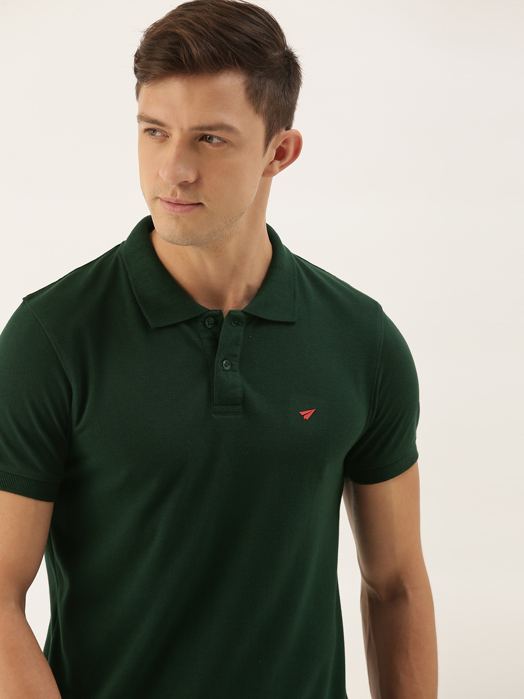 

INVICTUS Men Green Polo Collar Pure Cotton T-shirt