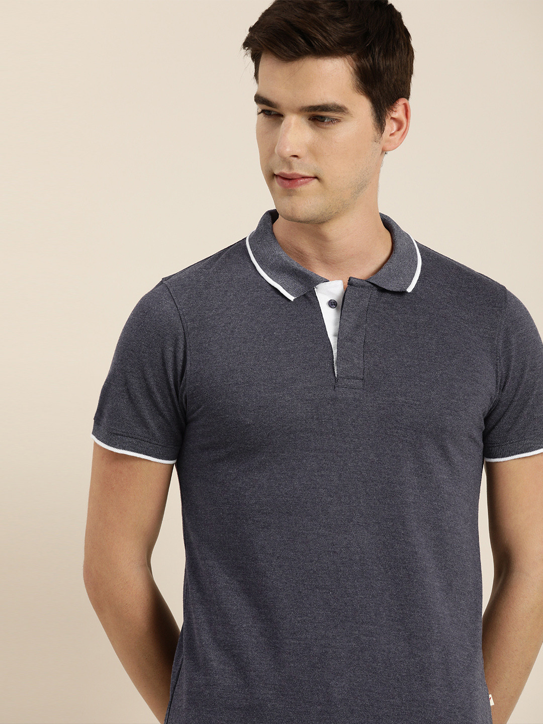 

INVICTUS Men Navy Blue Polo Collar T-shirt