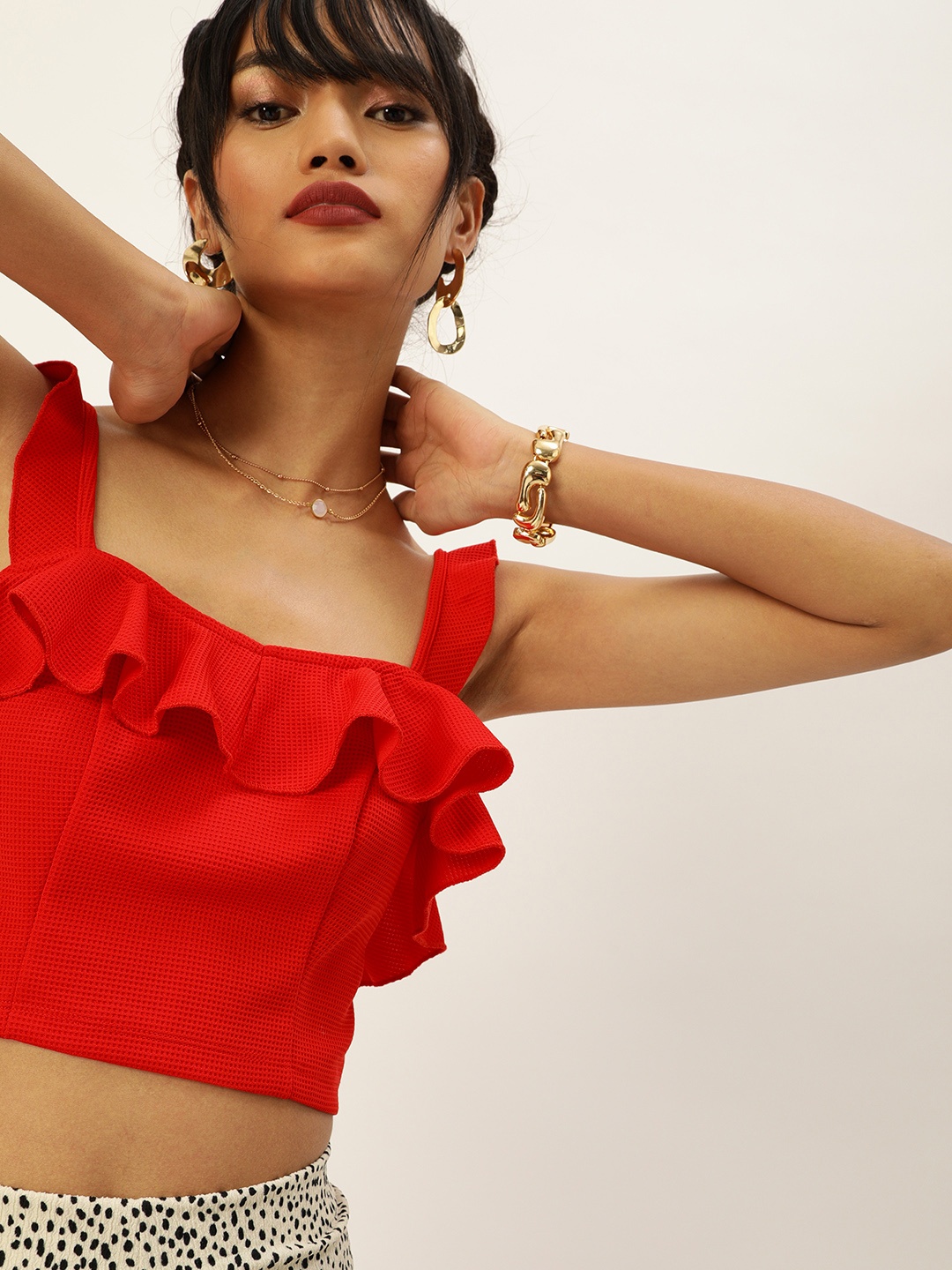 

Veni Vidi Vici Red Ruffles Crop Top